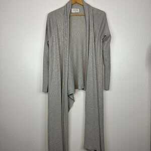 Babaton Aritzia  Drape Open Front Waterfall Knit Hi Low Sweater Cardigan  Grey M